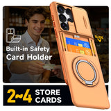 Slide Camera Protect Ring Holder With Card Armor Case For Samsung Galaxy