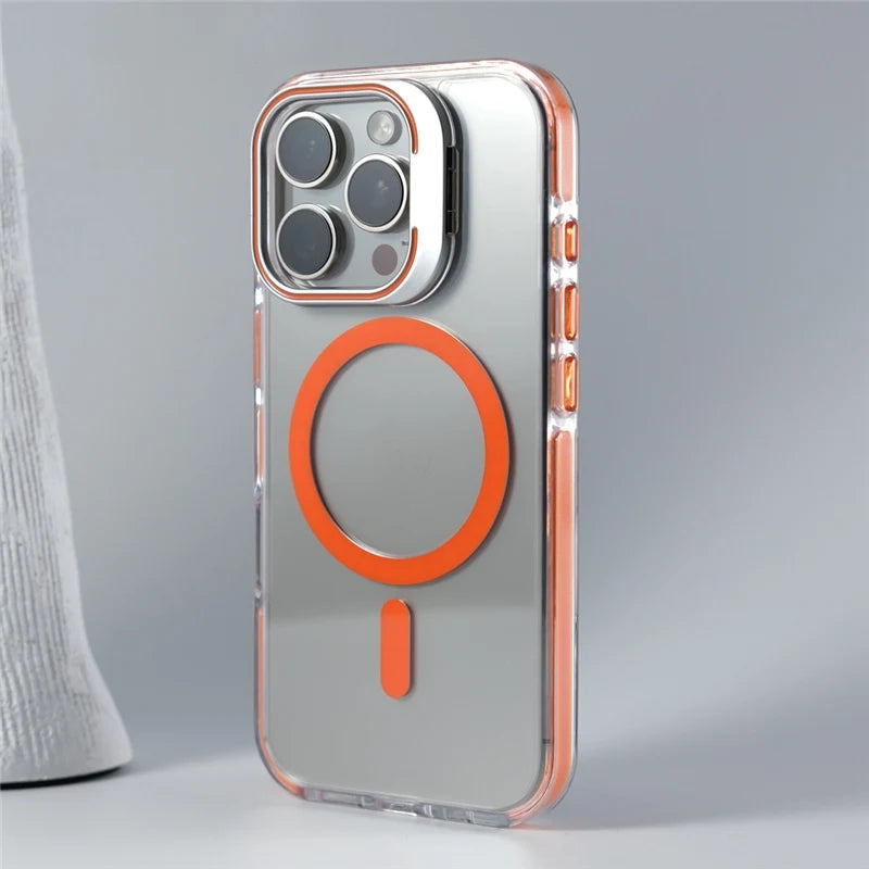 Luxury Camera Lens Holder Transparent Magnetic Case For iPhone