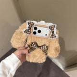 Cute Bowknot Bunny Fur Case For iPhone
