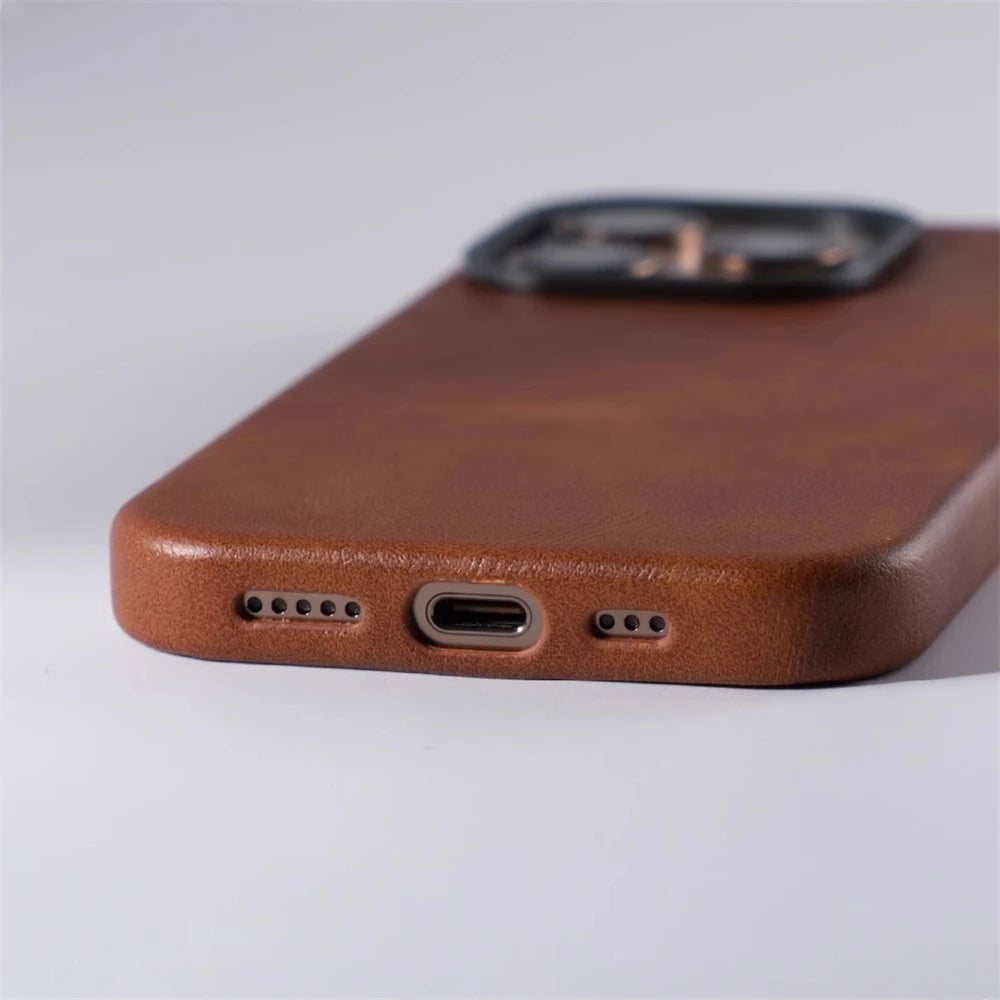 Luxury Business Retro Leather Magnetic Case For iPhone