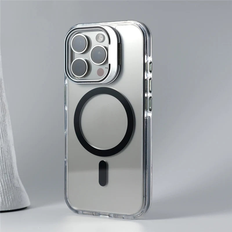 Luxury Camera Lens Holder Transparent Magnetic Case For iPhone