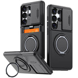 Slide Camera Protect Ring Holder With Card Armor Case For Samsung Galaxy