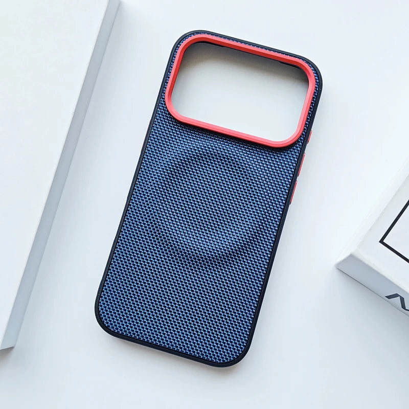 Magnetic Woven Leather Back Anti-Fingerprint Case for iPhone