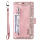 Luxury Leather Glitter Powder Wallet Case for iPhone