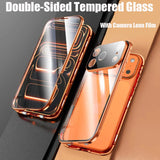 360 ° Full Protection Metal Magnetic Double-Sided Glass Snap Lock Case For iPhone