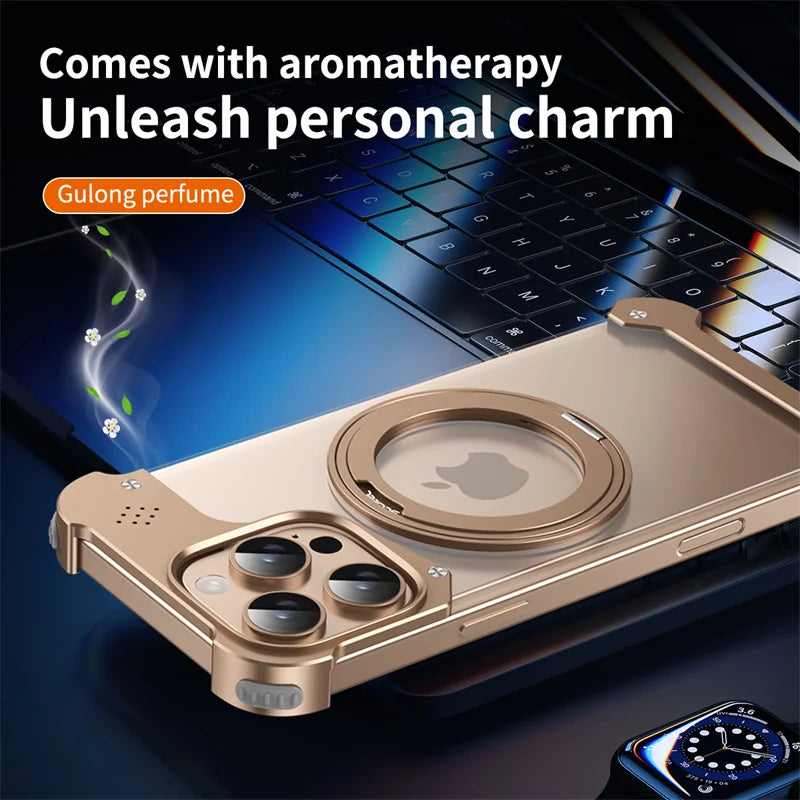 Metal 360 ° Rotating Bracket Magnetic Aromatherapy Case For iPhone