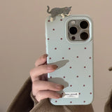 Cute 3D Cat Decorative Polka Dot Case for iPhone
