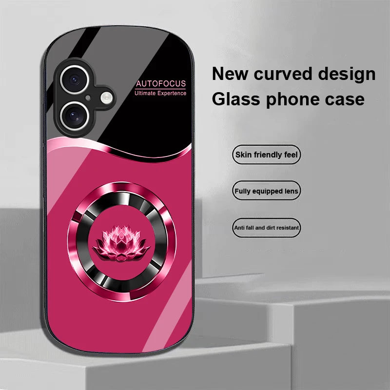 Circle Lotus Shaped Tempered Glass Case For iPhone