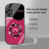 Circle Lotus Shaped Tempered Glass Case For iPhone
