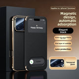 Genuine Leather Plating Smart View Window Case for iPhone