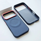 Magnetic Woven Leather Back Anti-Fingerprint Case for iPhone