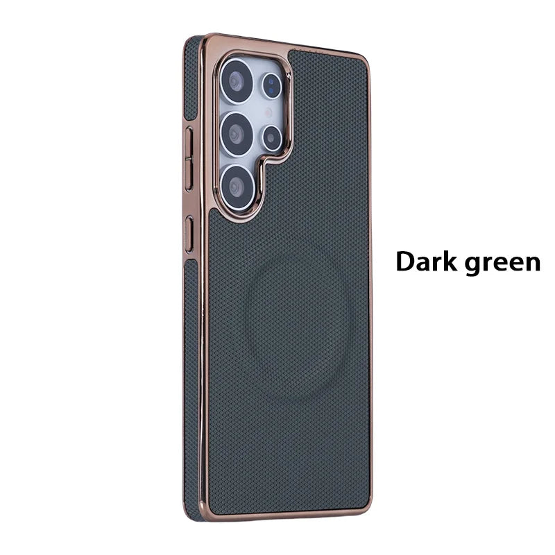 Leather Plating Soft Edge Magnetic Case for Samsung