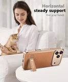 Genuine Leather Metal Bracket Kickstand Case For iPhone