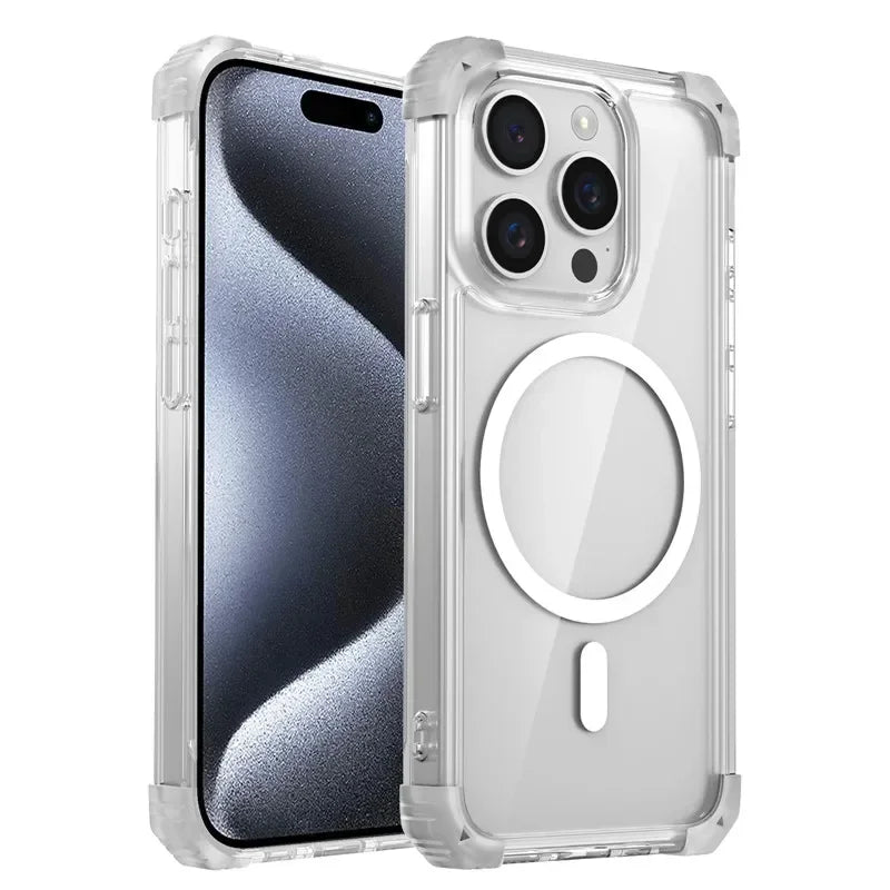 Armor Shockproof Magnetic Transparent Case For iPhone