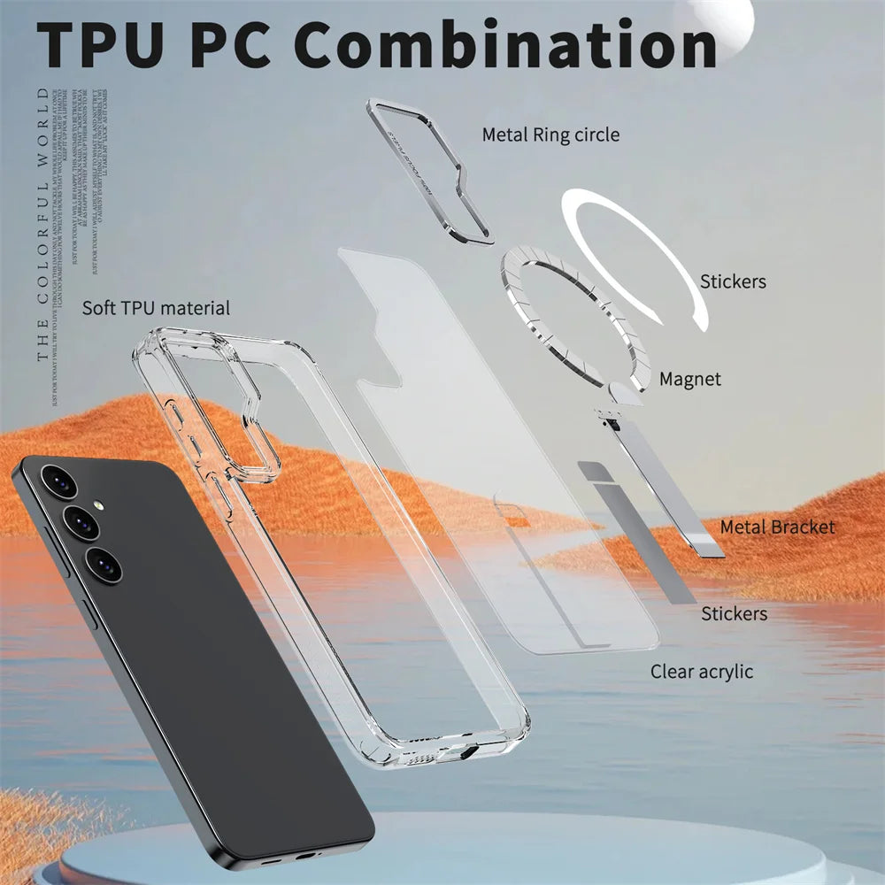 Luxury Metal Bracket Folding Stand Magnetic Case For Samsung