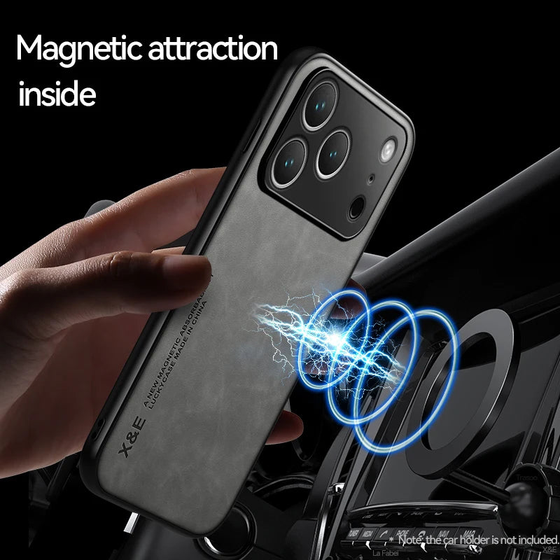 Luxury Leather Skin Feeling Magnetic Case For iPhone