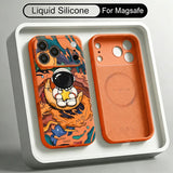 Magnetic Liquid Silicone Cartoon Astronaut Case For iPhone