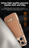 Genuine Leather Metal Bracket Kickstand Case For iPhone