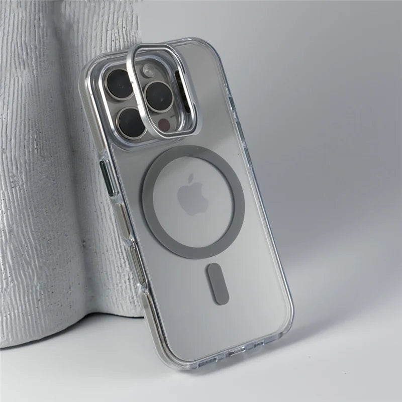 Luxury Camera Lens Holder Transparent Magnetic Case For iPhone