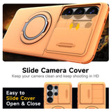 Slide Camera Protect Ring Holder With Card Armor Case For Samsung Galaxy