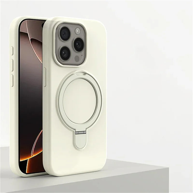 Magnetic Liquid Silicone Stand Case For iPhone