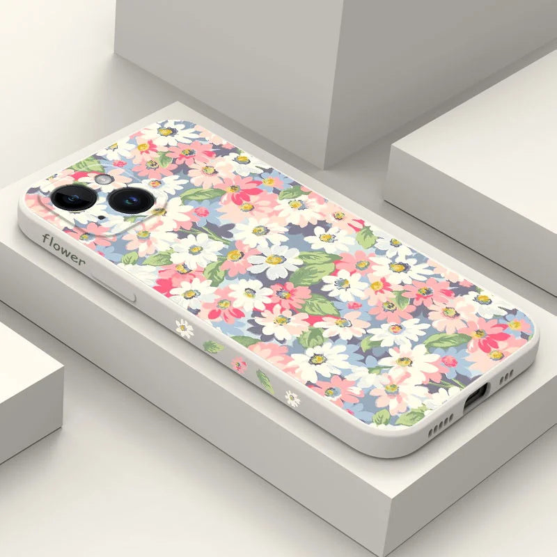 Silicone Season Flowers Case For iPhone