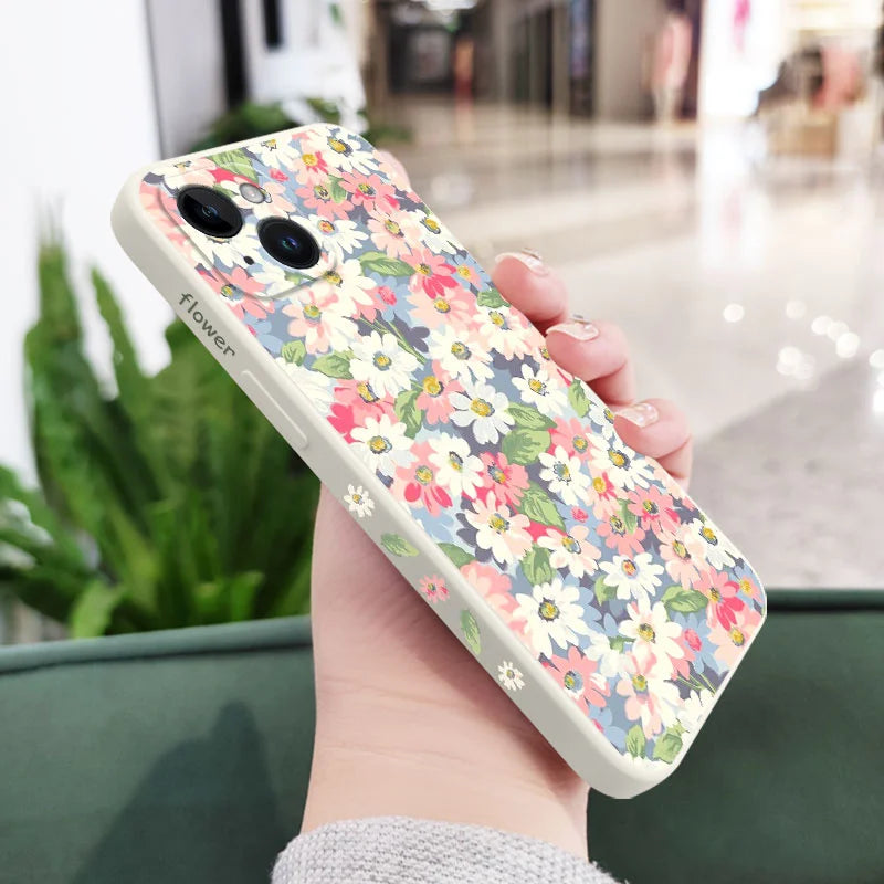 Silicone Season Flowers Case For iPhone