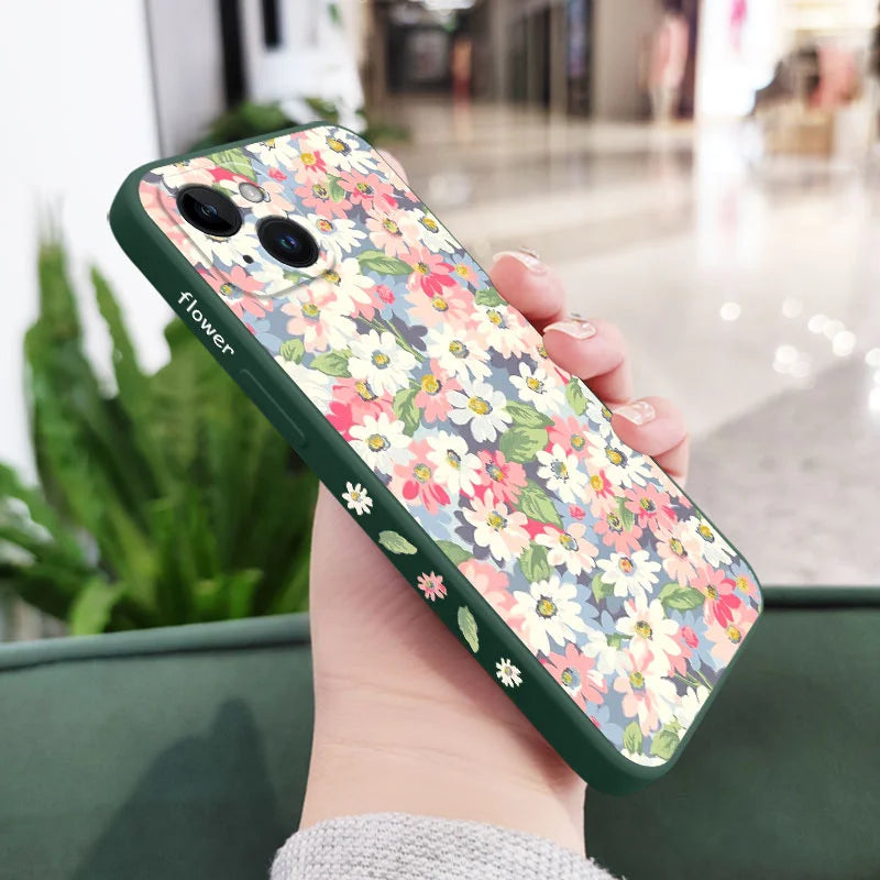 Silicone Season Flowers Case For iPhone