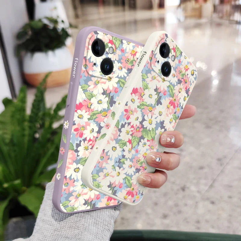 Silicone Season Flowers Case For iPhone