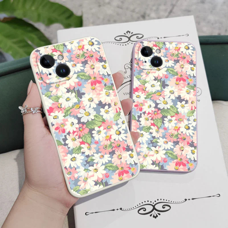 Silicone Season Flowers Case For iPhone