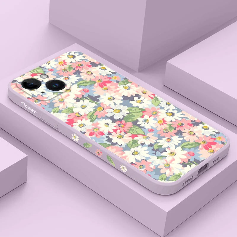 Silicone Season Flowers Case For iPhone