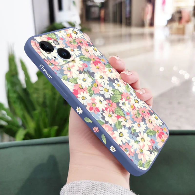 Silicone Season Flowers Case For iPhone