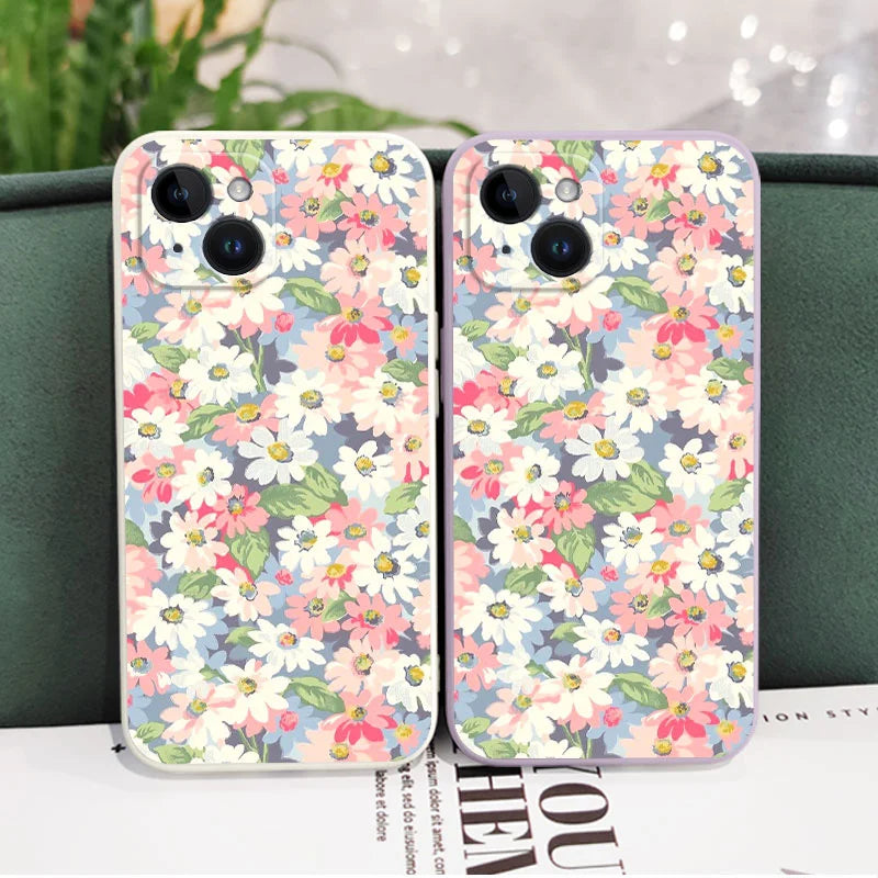 Silicone Season Flowers Case For iPhone