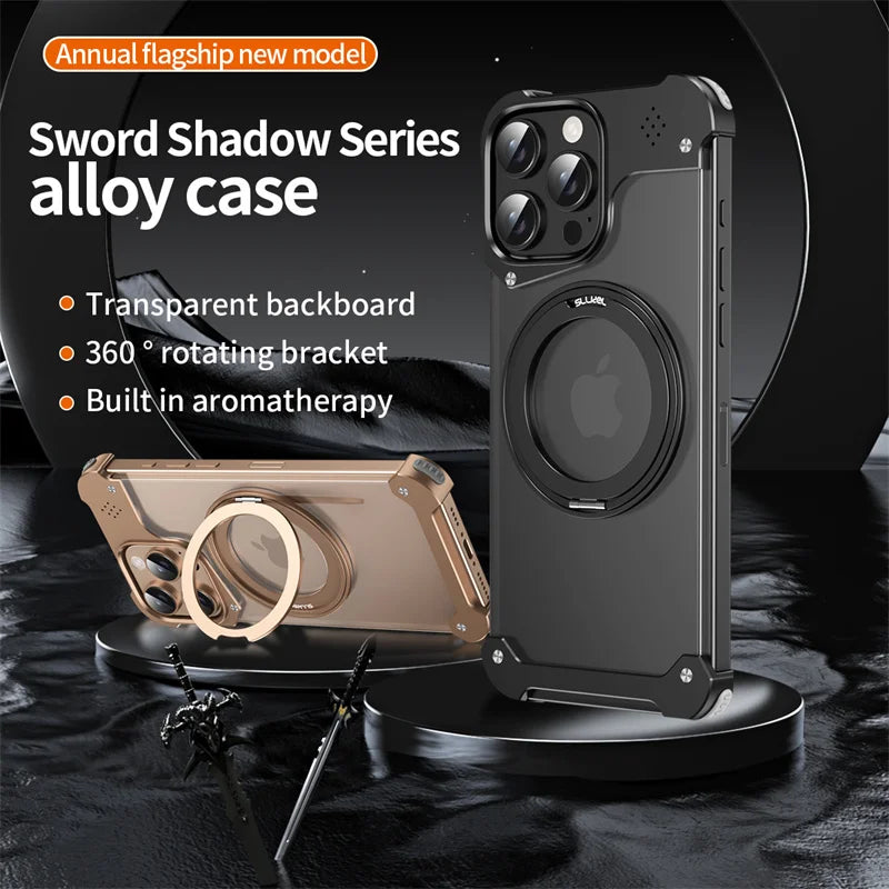 Metal 360 ° Rotating Bracket Magnetic Aromatherapy Case For iPhone