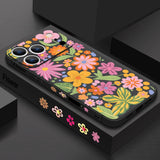 Flower Pattern Lanyard Phone Case For iPhone