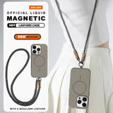 Long Crossbody Strap Magnetic Liquid Silicone Case For iPhone