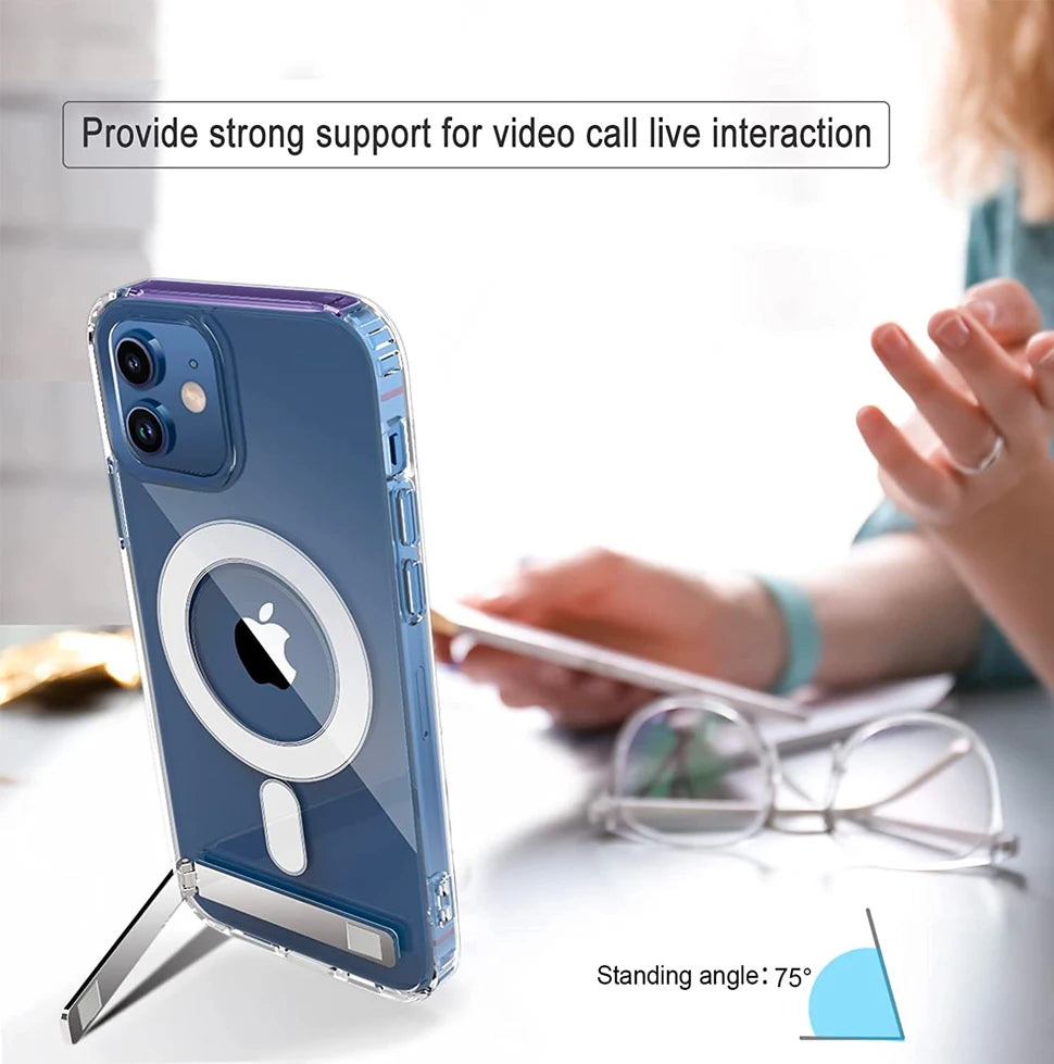 Clear Magnetic with Kickstand Case for iPhone