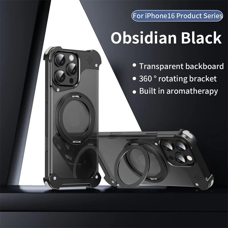 Metal 360 ° Rotating Bracket Magnetic Aromatherapy Case For iPhone