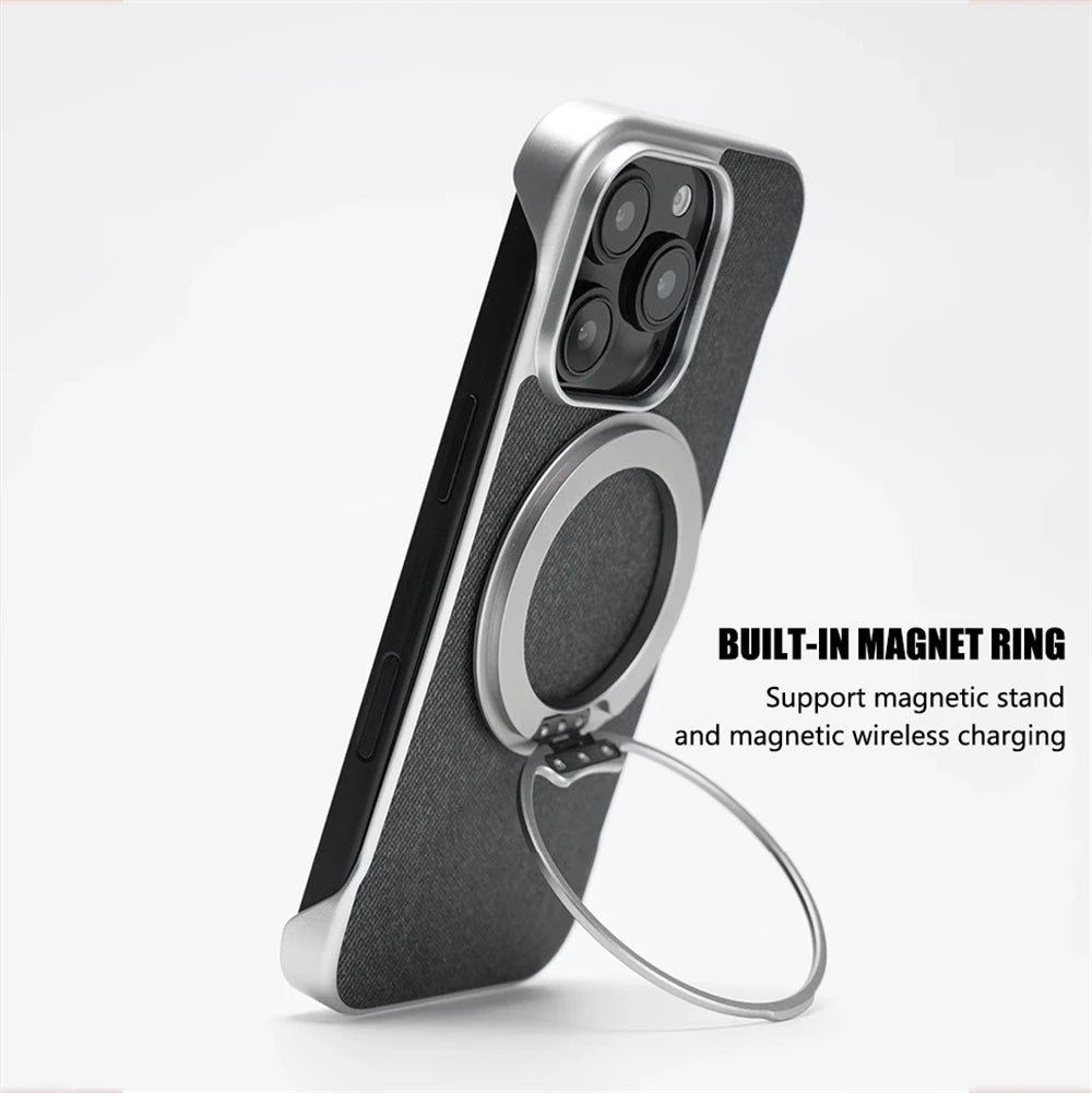 Ultra Thin Frameless Cloth Texture Magnetic Case For iPhone