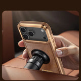 Leather Magnetic Attraction Metal Buttons Case For iPhone
