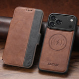 Leather Magnetic Flip Card Holder Case For iPhone