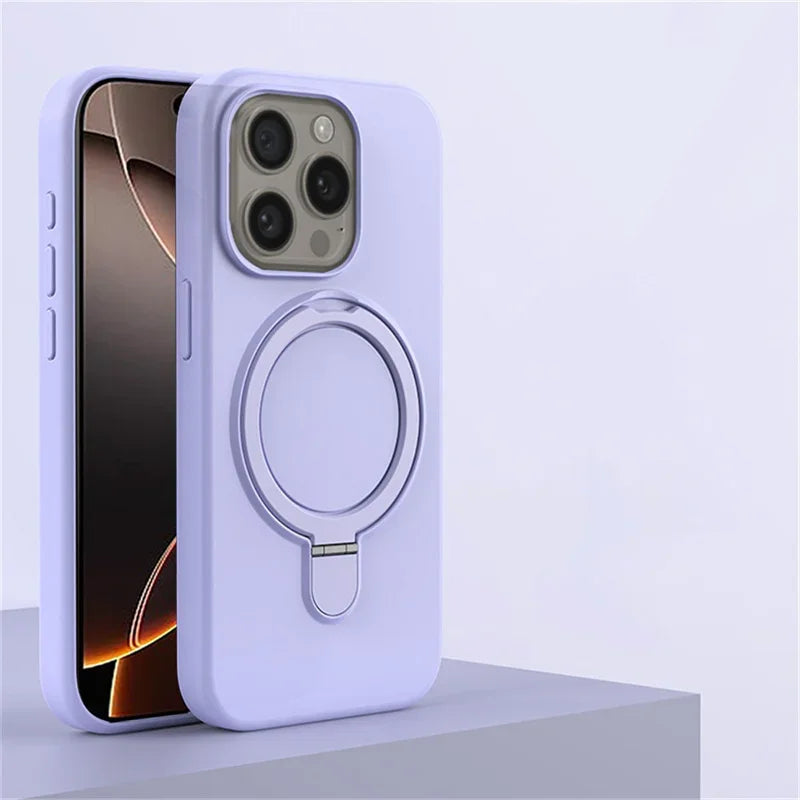 Magnetic Liquid Silicone Stand Case For iPhone