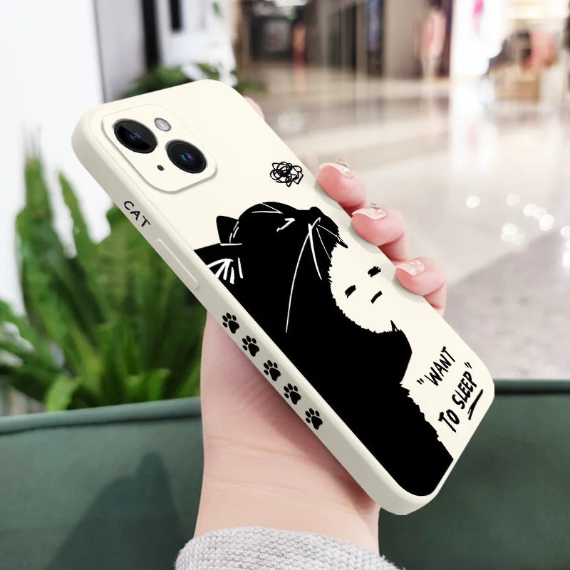 Silicone Sleepy Cat Case For iPhone