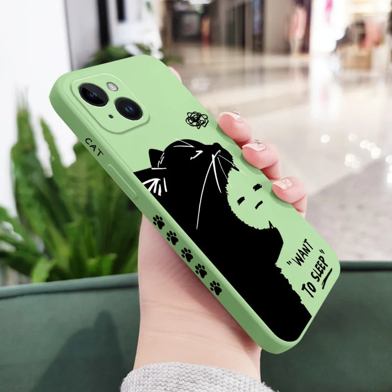 Silicone Sleepy Cat Case For iPhone