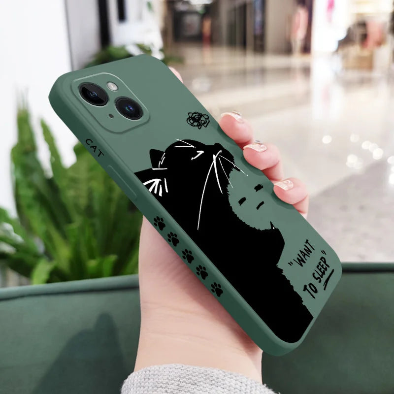 Silicone Sleepy Cat Case For iPhone