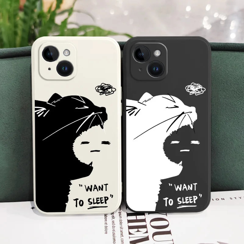 Silicone Sleepy Cat Case For iPhone