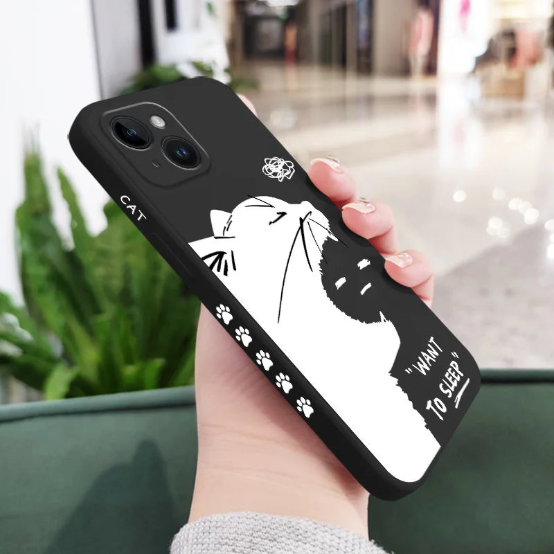 Silicone Sleepy Cat Case For iPhone