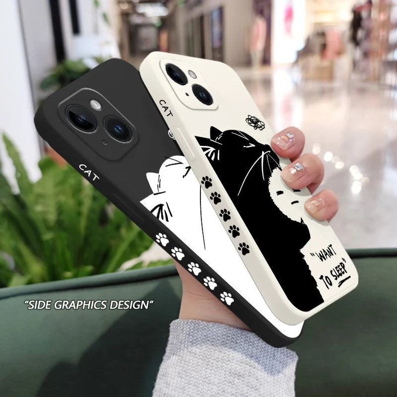 Silicone Sleepy Cat Case For iPhone