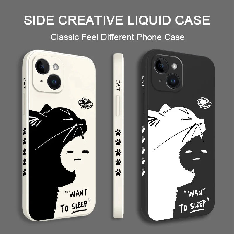 Silicone Sleepy Cat Case For iPhone