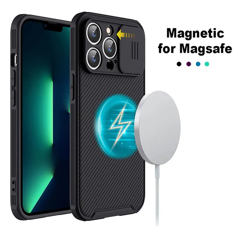 Slide Camera Lens Protection Magnetic Case for iPhone